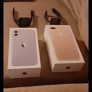 One  iPhone 11 purple and iphone 7 plus rose gold